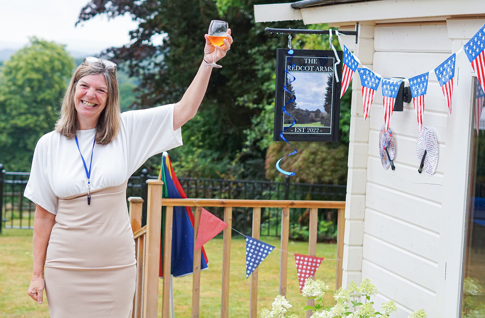 Open Day at Redcot - Jan Daly the Care Home Manager toasting at the care home's pub