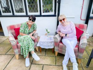 Liza Talbot & Nicola Pearce Rowley outside Susie's Tea Room