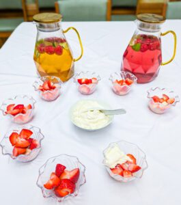 Strawberries and cream with refreshments, all available on the Wimbledon themed day. 