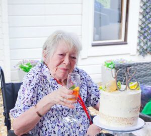 Betty with her birthday cake.