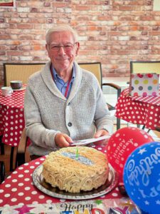 Retired Aircraft Engineer Vivian on his birthday.