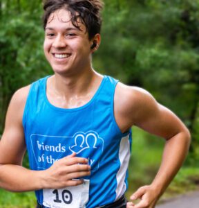 Sebastian running the half marathon.