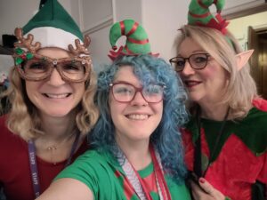 The Team at Malvern dressed as Christmas Elfs