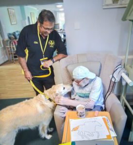 Bailey saying hello to an Orford House resident.