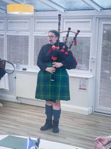 Bagpipe player. 